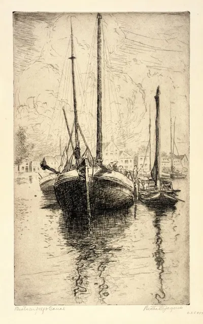 Boats on Delft Canal by Bertha Jaques — digital art print download