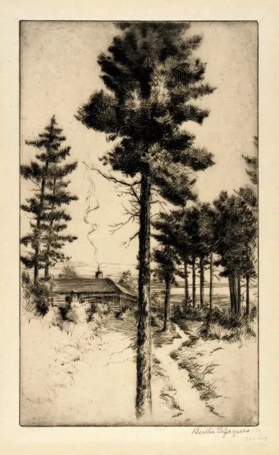 Cabin in Wilderness by Bertha Jaques — digital art print download