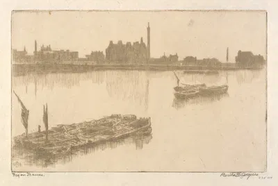 Fog on Thames by Bertha Jaques, 1913 — digital art print download