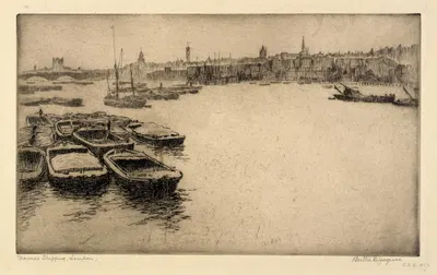 Thames Shipping, London by Bertha Jaques — digital art print download