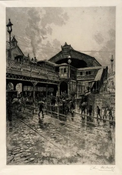 Вход на Бруклинский мост by Шарль Фредерик Уильям Мелятц, 1892 — digital art print download