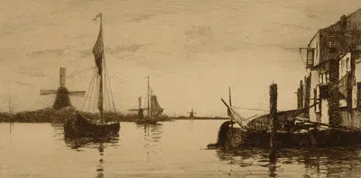 Evening on the Maas by Чарльз Адамс Платт, 1884 — digital art print download