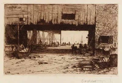 Fish Houses–Interior by Charles Adams Platt, 1881 — digital art print download