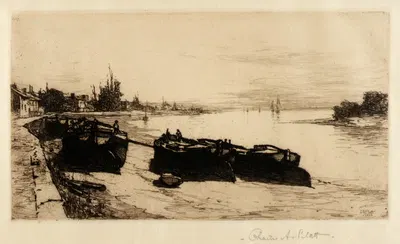 Canal Boats on the Thames by Чарльз Адамс Платт, 1883 — digital art print download