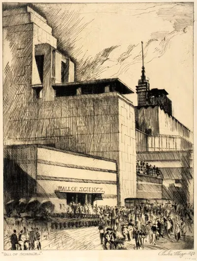 Зал науки, ярмарка в Чикаго by Чарльз Л. Морган, 1933 — digital art print download