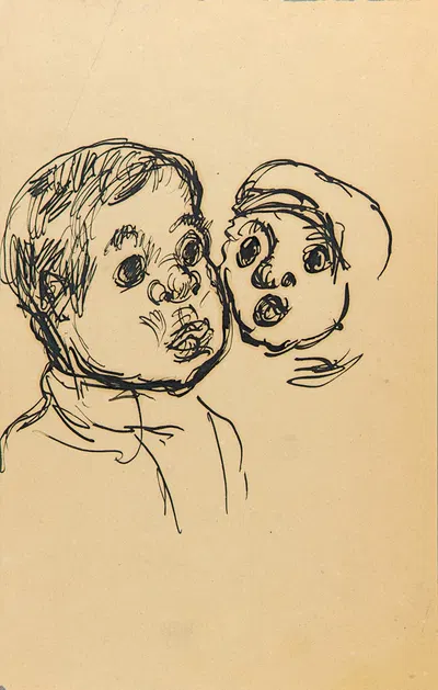Heads of Two Children by Christoph Voll — digital art print download