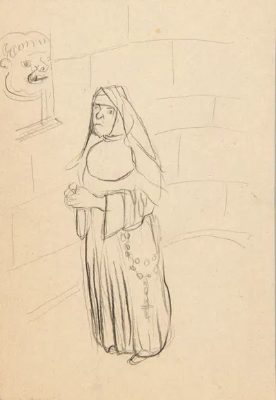 Sketch of a Nun by Christoph Voll — digital art print download