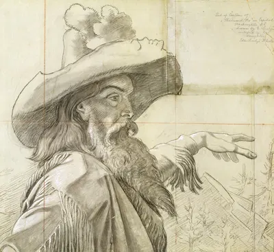 Detail of cartoon for mural Westward the Course of Empire by Эмануэль Готлиб Лойце — digital art print download