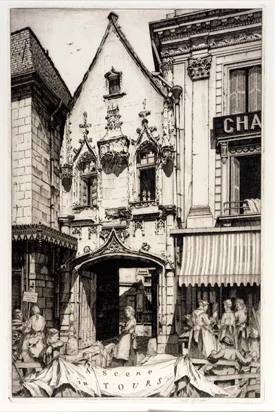A Scene in Tours by Frederick G. Hall, 1927 — digital art print download
