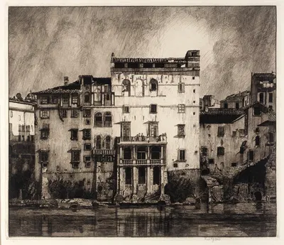 Old Houses on the Tiber by Frederick G. Hall — digital art print download