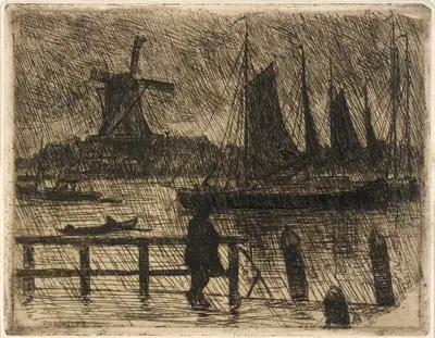 Rain at Dordrecht by George Charles Aid — digital art print download