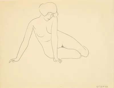Seated female figure by George Copeland Ault, 1923 — digital art print download