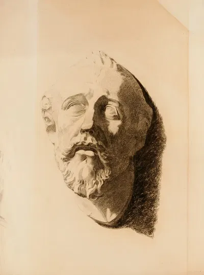 Drawing of Cast of Male Head by Говард Рассел Батлер — digital art print download