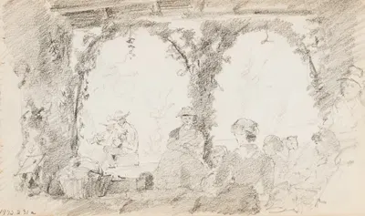 Seated Figures and Musicians by Howard Russell Butler — digital art print download