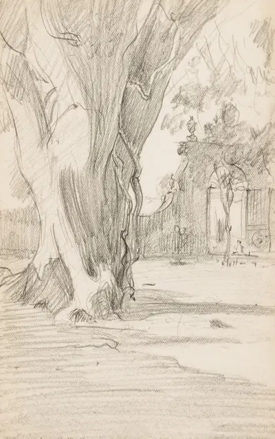Tree Trunk with Gate by Howard Russell Butler — digital art print download