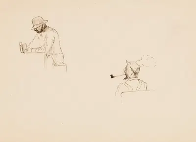 Two Drawings of Men by Говард Рассел Батлер — digital art print download