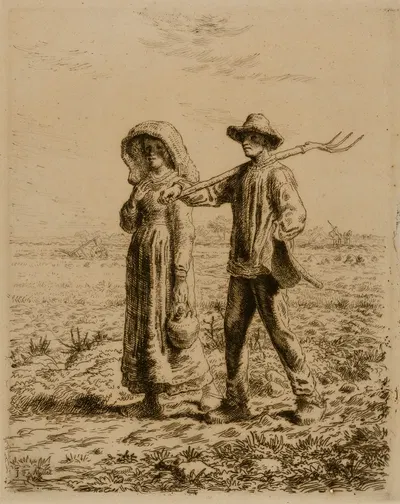 Peasants Going to Work by Жан-Франсуа Миле, 1863 — digital art print download