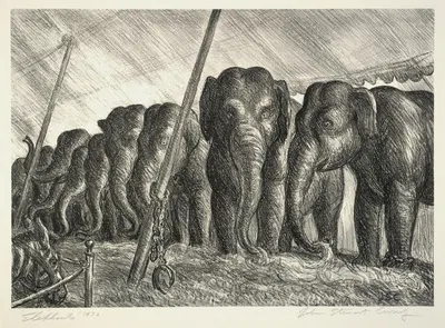 Circus Elephants by Джон Стюарт Керри, 1936 — digital art print download