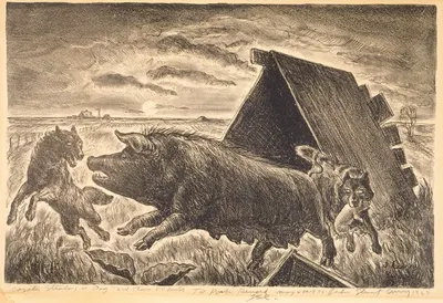 Coyotes Stealing a Pig by Джон Стюарт Керри, 1927 — digital art print download