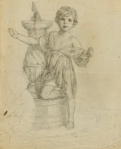 Child with Sun Dial by Louise Cox — digital art print download