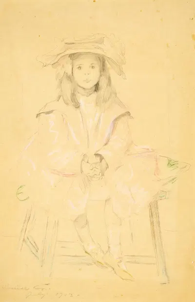 Seated Young Girl by Louise Cox, 1903 — digital art print download