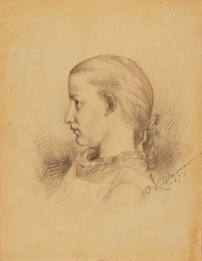 Portrait of Carrie Elliott Warner by Olin Levi Warner, 1877 — digital art print download