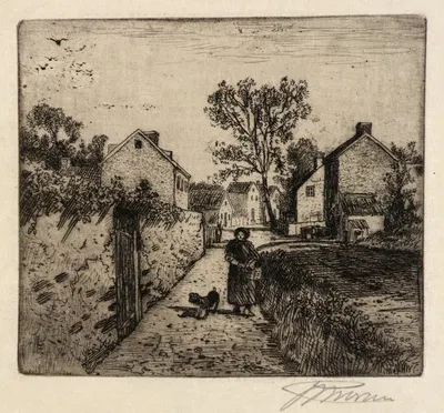 A Village Scene by Peter Moran — digital art print download