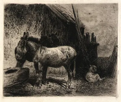 Donkeys and Sheep by Peter Moran — digital art print download
