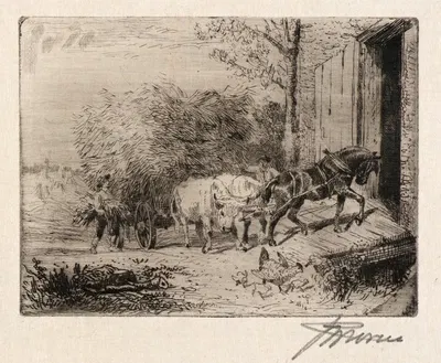 Pulling a Load of Hay by Peter Moran — digital art print download