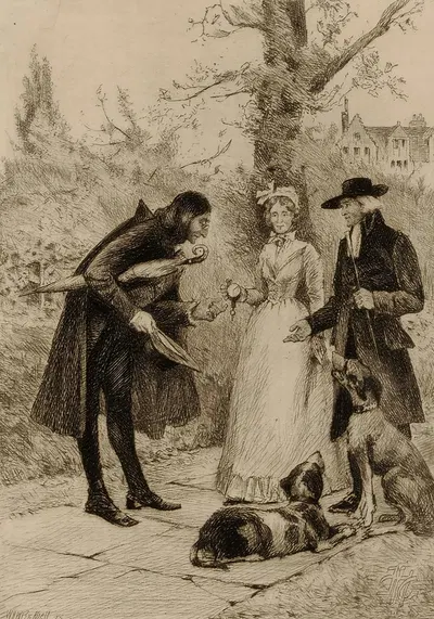 Couple meeting a man by William Harry Warren Bicknell — digital art print download
