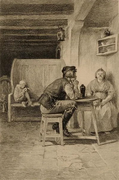 Scene in a pub by William Harry Warren Bicknell — digital art print download