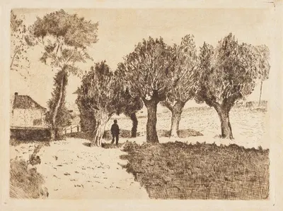 Landschap met bomen en figuur by Alfred William Finch — digital art print download