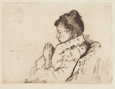 Naaiwerk – Vrouw in profiel by Alfred William Finch, 1893 — digital art print download