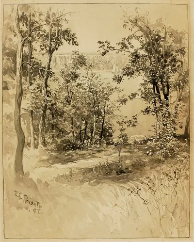 Нью-Йорк, место форта Вашингтон, вид на Форт Ли by Эрнест Пейзотто, 1897 — digital art print download