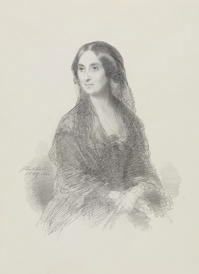 Bildnis einer Dame in spanischem Kostüm, sitzend, in halber Figur by Франц Ксавер Винтерхальтер, 1849 — digital art print…