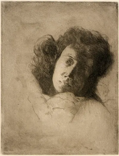 Study of a Woman's Head by Джулиан Олден Уир, 1888 — digital art print download