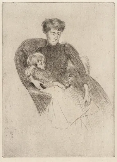 Woman and Child, Seated (Mother and Child with Toy) by Джулиан Олден Уир — digital art print download
