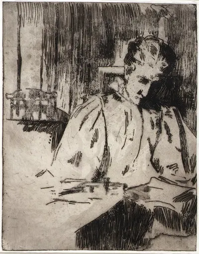 Woman Reading by Джулиан Олден Уир — digital art print download