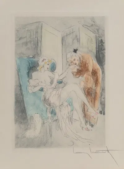 Le Nuit et le Moment Pl.1 by Louis Icart, 1946 — digital art print download