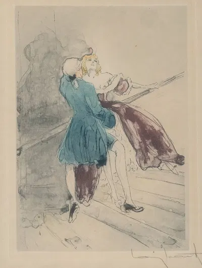 Le Nuit et le Moment Pl.5 by Louis Icart, 1946 — digital art print download