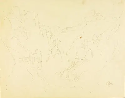 Field Sketch of Rocky Canyon by Thomas Moran, 1892 — digital art print download