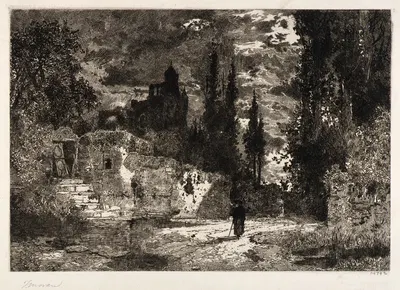 Old Castle and Trees by Thomas Moran — digital art print download