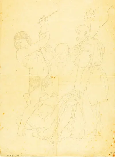 Aaron and Hur on Mount Horeb (clothed study) by William Page — digital art print download