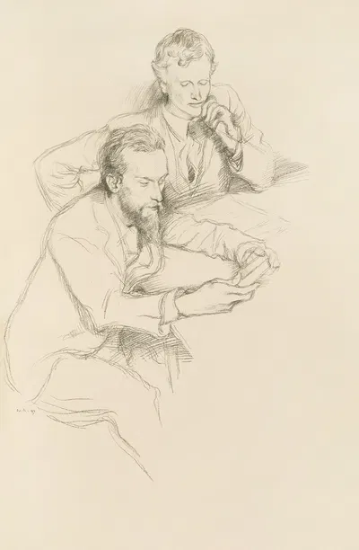 Mr. C. Ricketts and Mr. C. H. Shannon by Уильям Ротенштейн, 1898 — digital art print download