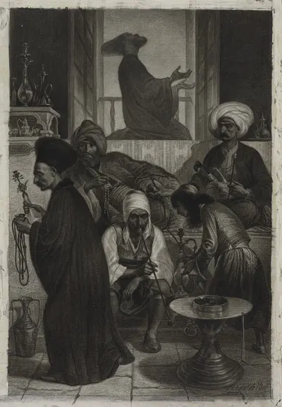 Café in Constantinople by Alexandre Bida, 1847 — digital art print download