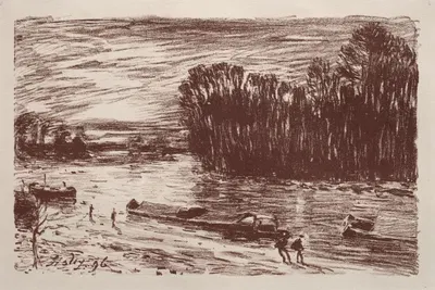 On the Banks of the Loing by Альфред Сислеи, 1896 — digital art print download
