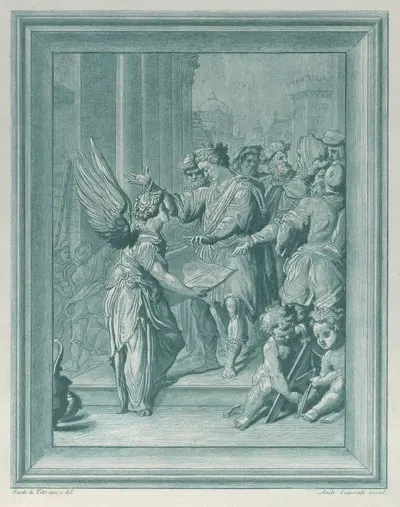 An angel directing the construction of a building by Andrea Scacciati — digital art print download