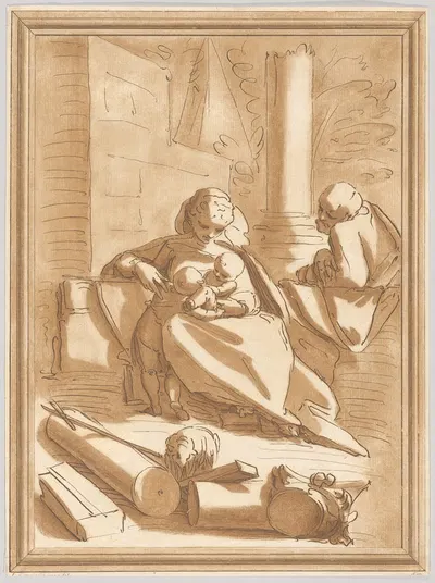 The Holy Family with the infant Saint John the Baptist by Andrea Scacciati — digital art print download