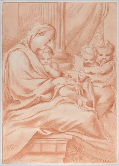 The Virgin and child with two angels by Andrea Scacciati, 1766 — digital art print download