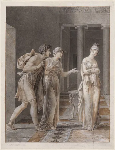 The Meeting of Orestes and Hermione by Anne Louis Girodet-Trioson, c. 1800 — digital art print download